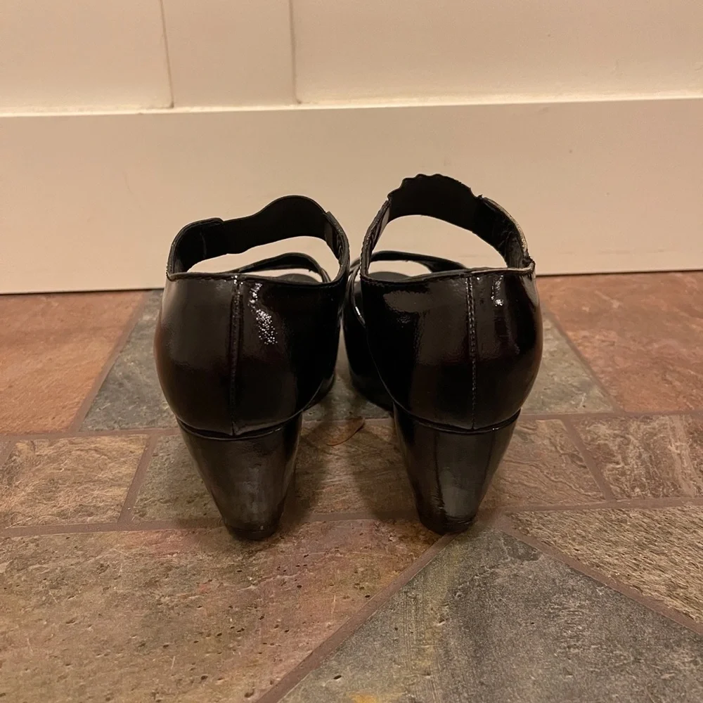 Marni Y2K Patent Leather Wedge Heels vintage black groovy